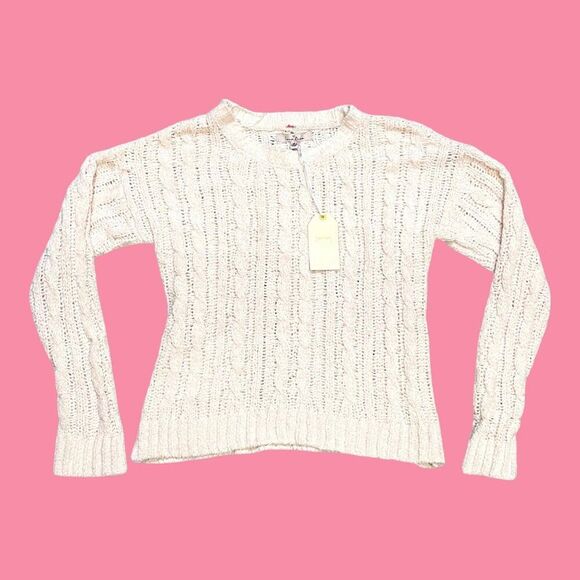 Love Tree NEW Warm & Cozy Sweater Collection Cable Knit Pullover - Ivory Size M - Picture 1 of 5